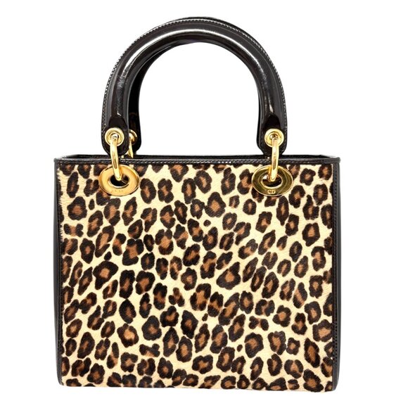 Christian Dior Vintage 2007 Lady Dior Pony Calf Hair Leopard Tote Bag [106048] - Picture 6 of 14